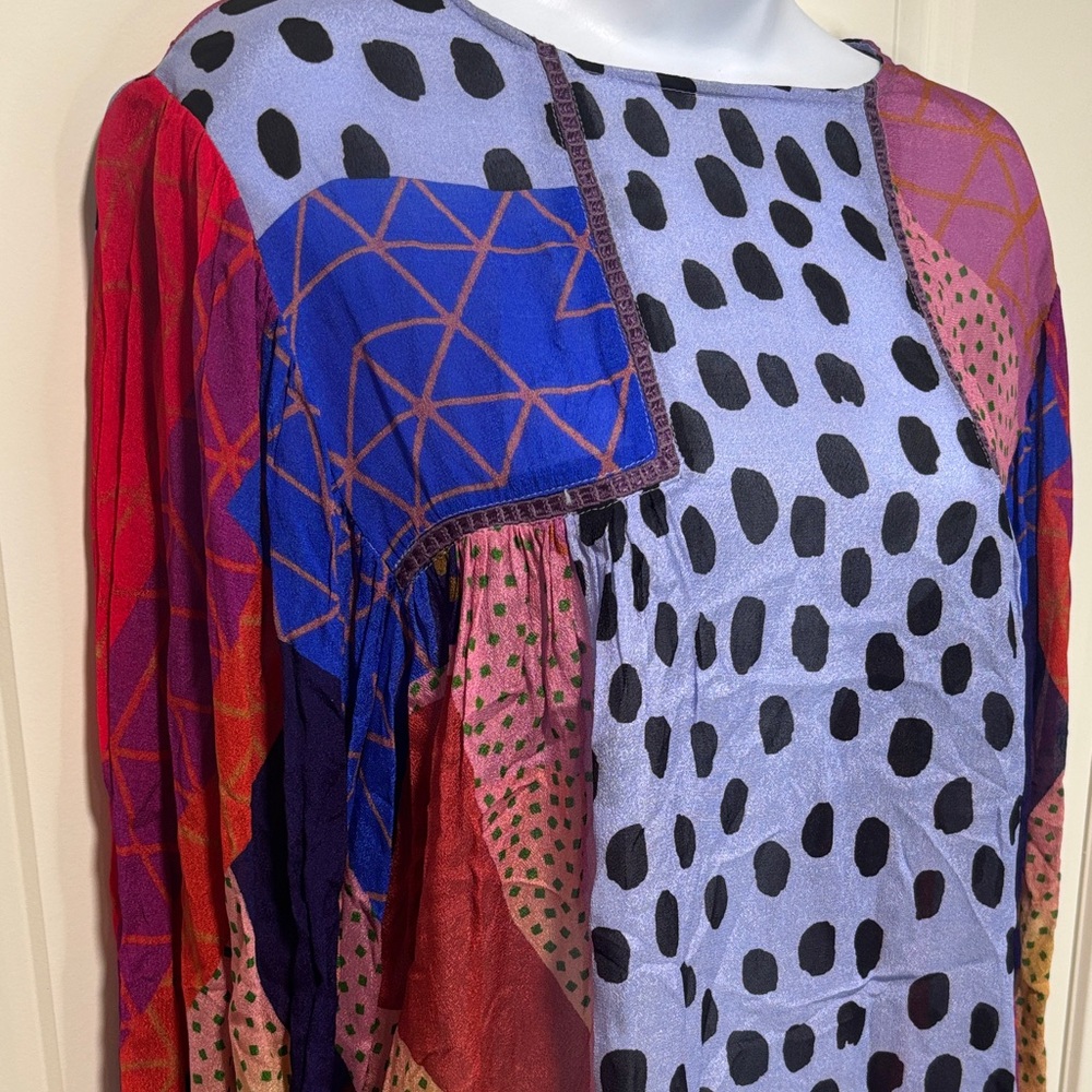 Colorful Polka Dot Patchwork Blouse - image 2